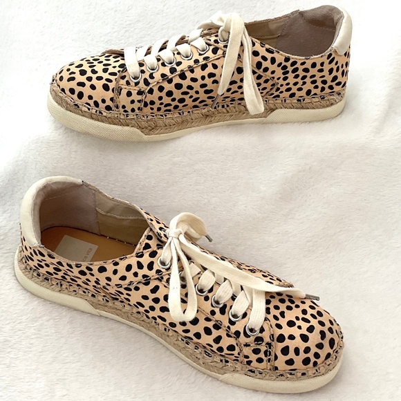 Leopard Print Dolce Vita Morris Espadrille Glitter Embossed Lace Up Sneaker Sz 8 - Picture 2 of 15